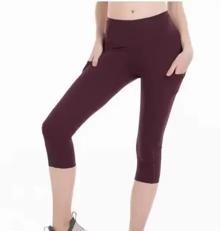 summer solid color capris with pocket black wine red size 4 6 8 10 12