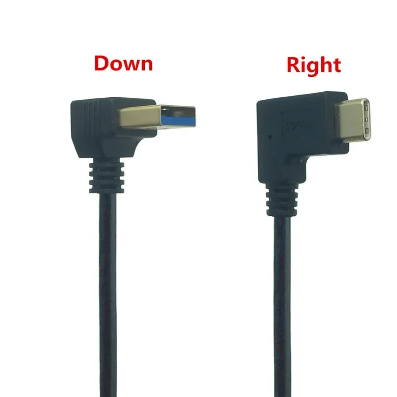USB 3,1 tipo C a USB 3,0 ángulo izquierdo/derecho 90 grados macho a macho Cable adaptador Cable de extensión para teléfono inteligente tableta PC 1m