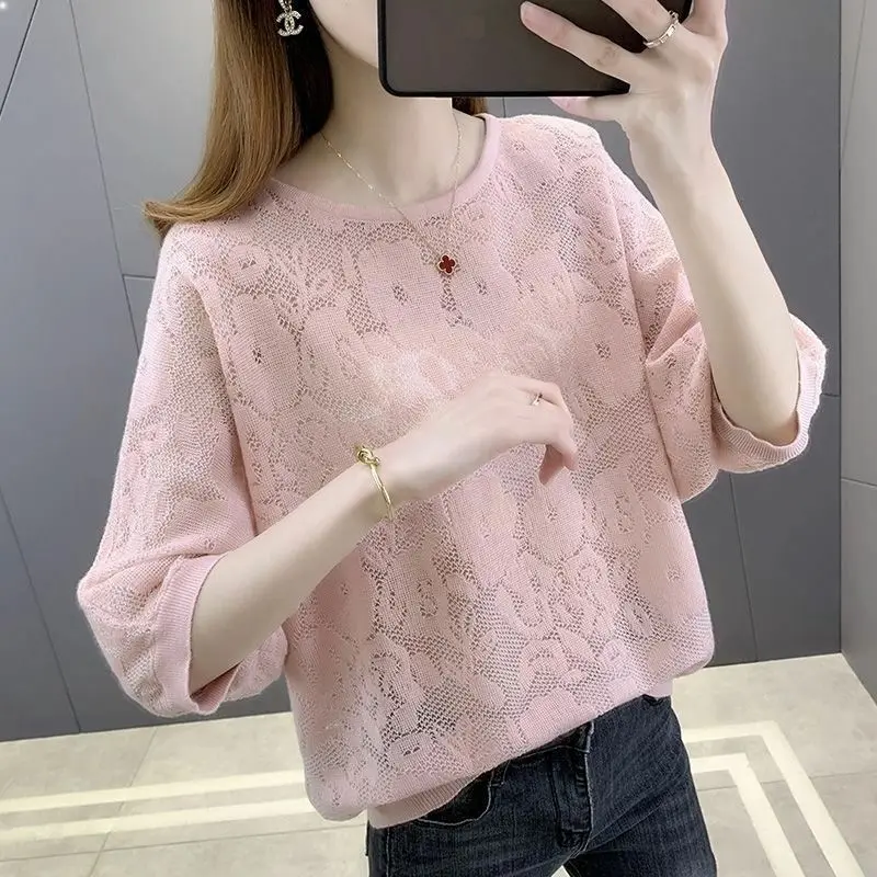 

Базовый средний тонкий вязаный свитер, новый топ с круглым вырезом, свободный рукав «летучая мышь», рукав «семинутный» с вырезами