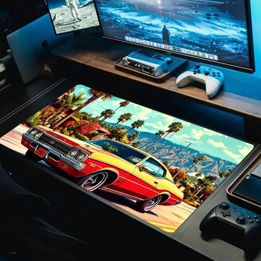 

1 шт. винтажный автомобильный коврик для мыши, большой коврик для компьютерной офисной игры, настольный коврик XXL, резиновые противоскользящие коврики для клавиатуры с прошитыми краями, длинные настольные коврики