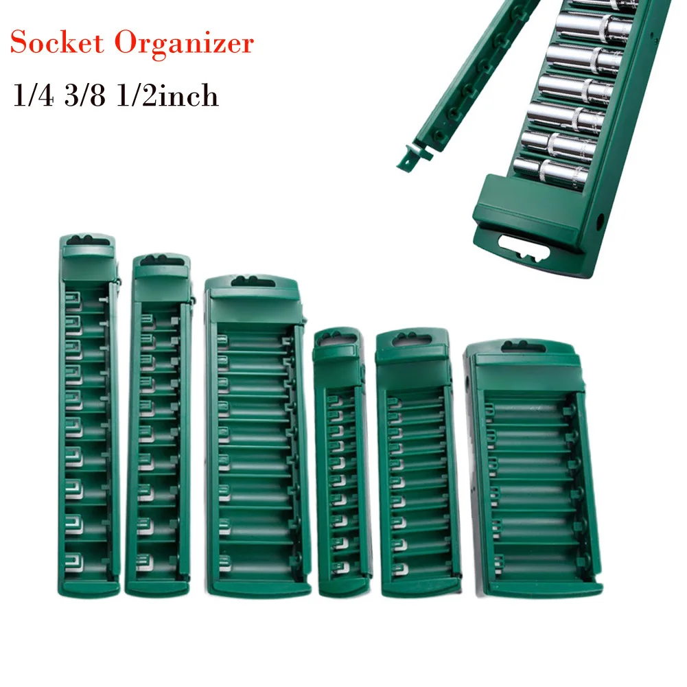 Socket Organizer Box 3/8 1/4 1/2inch Drive ABS Plastic Socket Clip Rail Holder Socket Organizer Boxes Efficient Organization