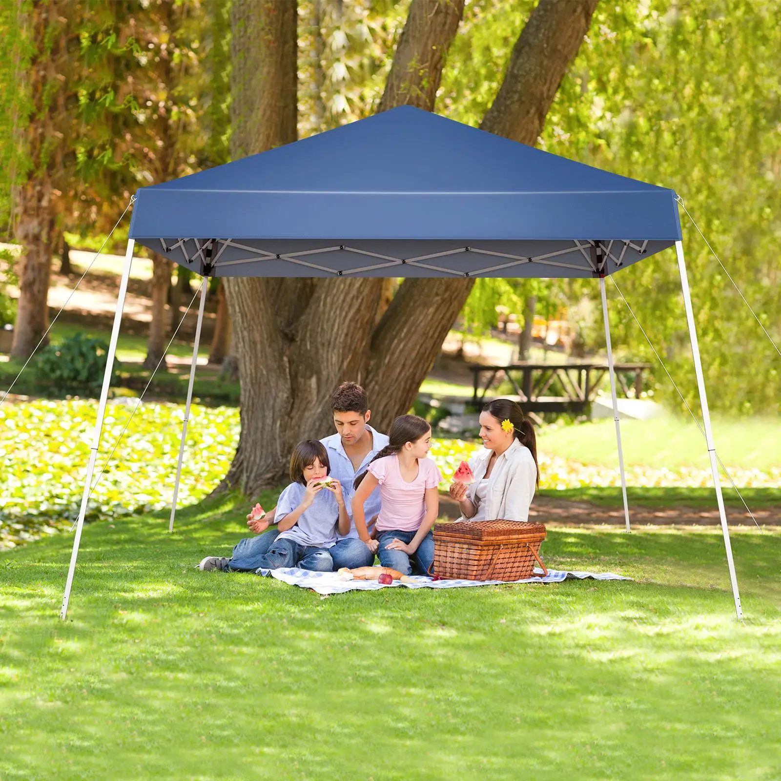 3x3M Waterproof Folding Tent - Portable Blue Camping Shelter for Home Use