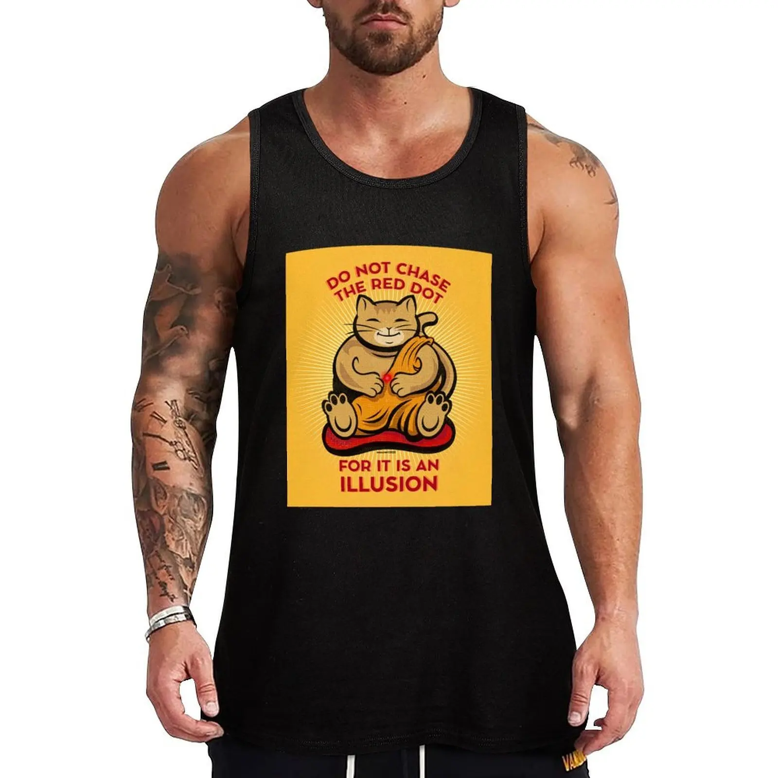 

Buddha Cat Tank Top sports suits anime gym bodybuilding men Men's cotton t-shirt