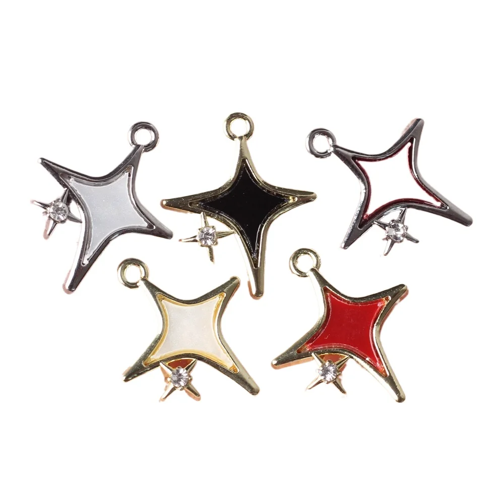 10pcs/lot 16*19MM Zinc Alloy Rhinestone Inlaid Resin Cross Pendant Charms for Necklace Bracelet Jewelry Marking Diy Accessories