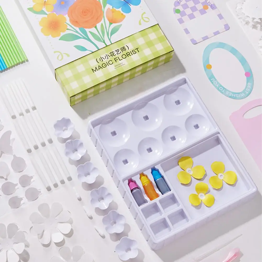 Paper Flower Making Kit Educational Diy Watercolor Flower Art Kit for Kids Handcrafted Paper Flower Bouquet Projects for Young
