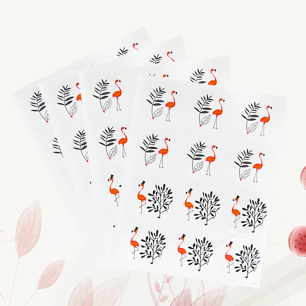 

240 Pcs Sealing Sticker Stickers Round Handmade Label Flamingo Packaging Decorate