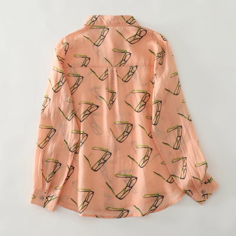 ربيع الخريف جديد طويل Sve مطبوعة القطن الخالص irt جديد الصينية Sle القنب المرأة الأعلى ort Sve بدوره إلى أسفل طوق واحد...