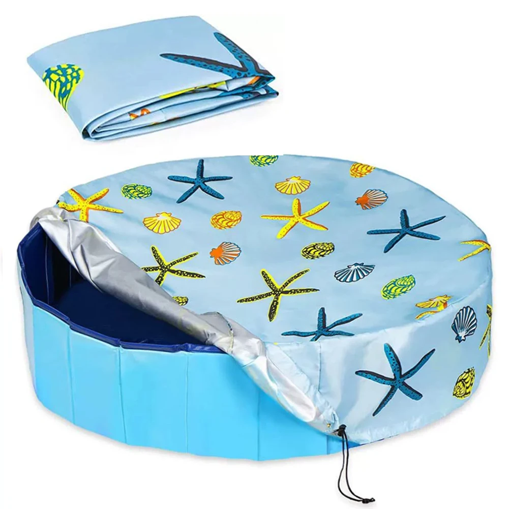 

Foldable Pet Swimming Pool Cover Tarpaulin Round Rain Cover Pool Protective Cover With Drawstring Swimming Pool Accessories