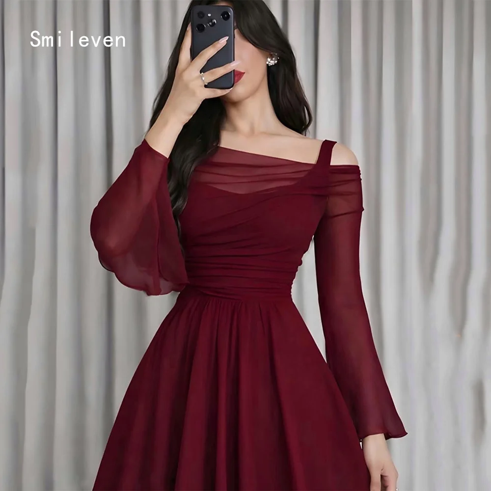 

Smileven Luxury A Line Prom Dress Illusion Pleated Off The Shoulder Evening Gowns Elegant Occasion Dress Customized 2026