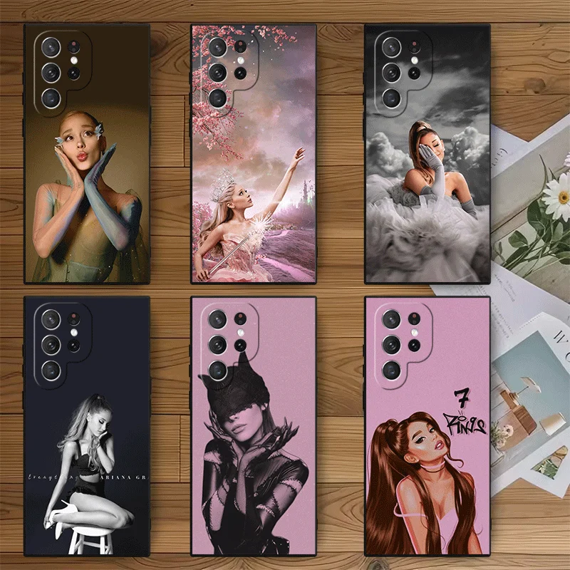 A-Ariana G-Grande Soft Phone Case for Samsung Galaxy S26 S25 Edge S24 Ultra S23 Plus S22 S21 FE S20 Black Cover Back Shell