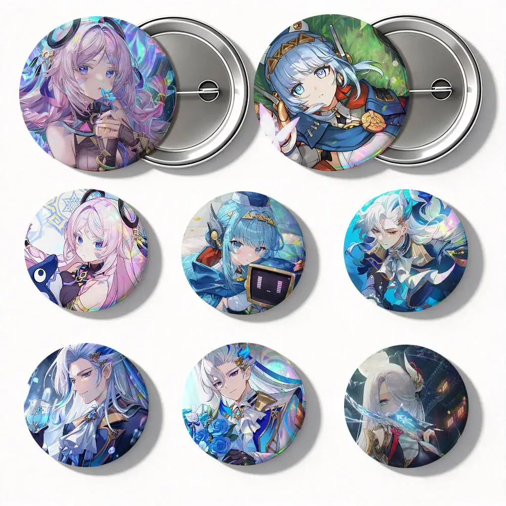 Cartoon Characters Neuvillette Shenhe Wanderer Ineffa Citlali Round Badge Creative Brooch Clothing Backpack Accessories Lapel