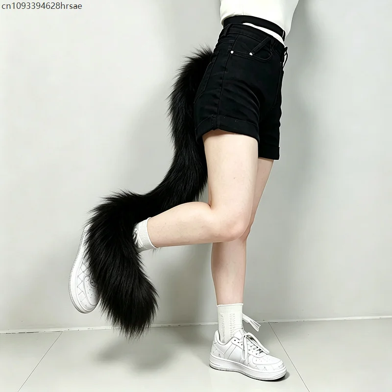 Multi‑Color Fluffy Fur Wrapable Tail Adjustable Belt‑On Long Furry Tail Cosplay Costume Accessory For Party Performance Props