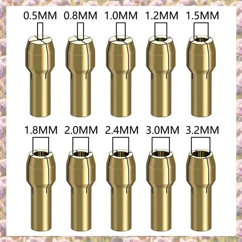 

-FTGT 12 Pcs Brass Drill Chuck Collet Set Drill Chuck Tool Kit Parts Keyless Chuck 1/32In To 1/8In Replacement 4485 4486 Change