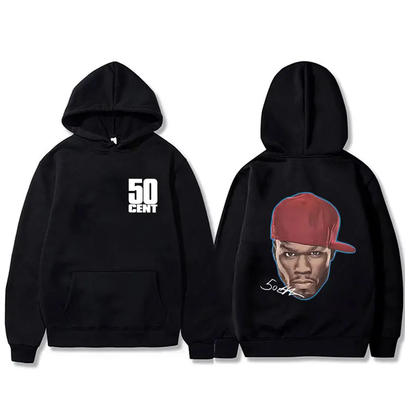 

Rapper 50 Cent Face Graphic Hoodie Men Women Fashion Hip Hop Oversized Hooded Sweatshirt Unisex Vintage Fleece Cotton Hoodies