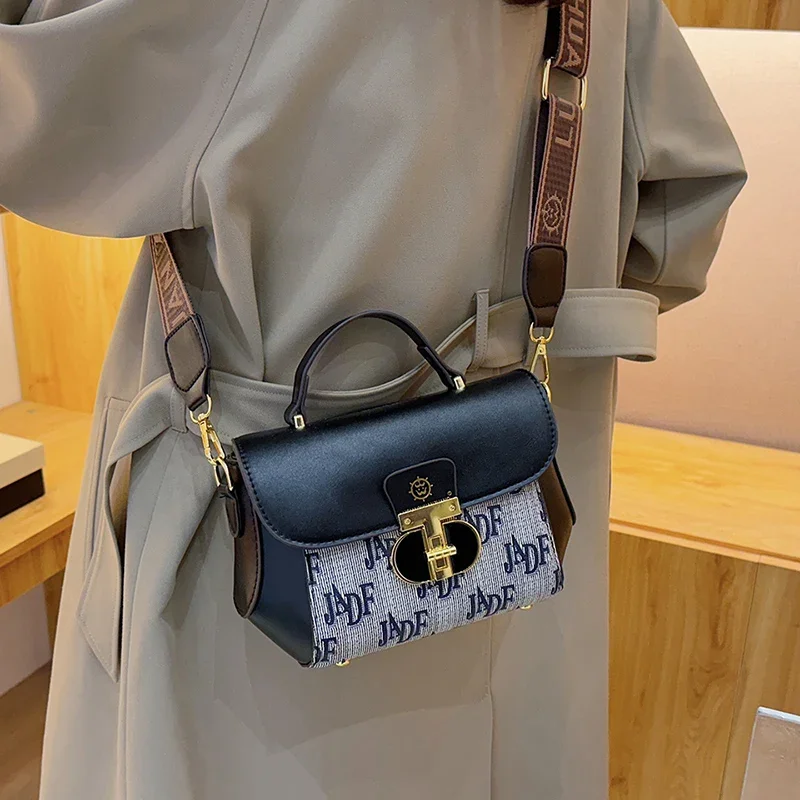 

Женская кожаная сумка через плечо, стильная винтажная модная дизайнерская сумка с буквенным логотипом, роскошная для деловых поездок на работу