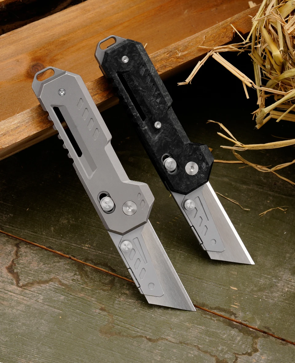 TGZUO Titanium Folding Utility Knife, EDC Pocket Knife with Clipk, Lightweight Box Cutter W/10PCS Razor Blades Outdoor Cutter