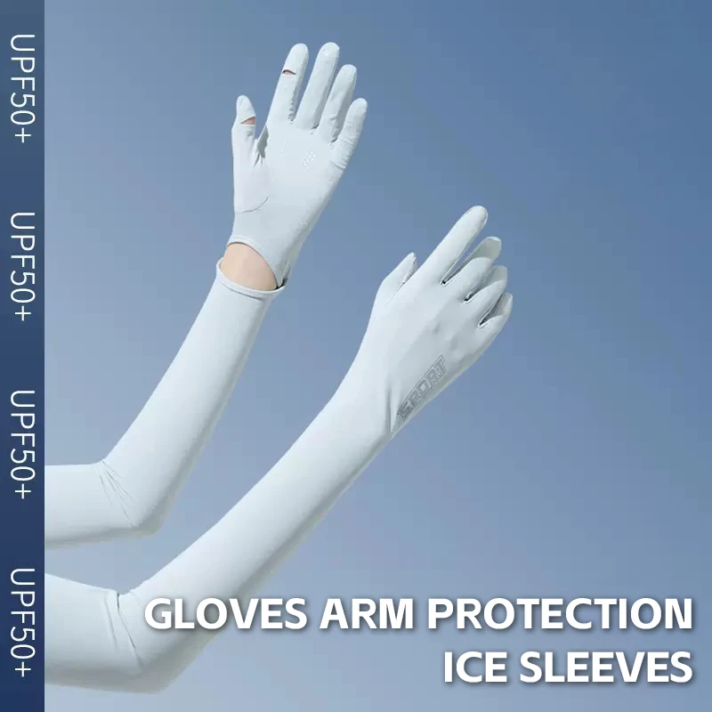 

UPF50+ Sunscreen Women's Summer UV Protection Long Elbow Ice Silk Gloves Riding and Driving A