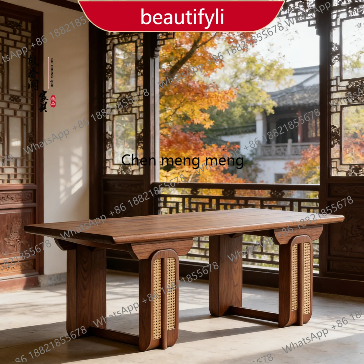 

M53 New high-end tea table antique North American black walnut solid wood Kato braided tea table