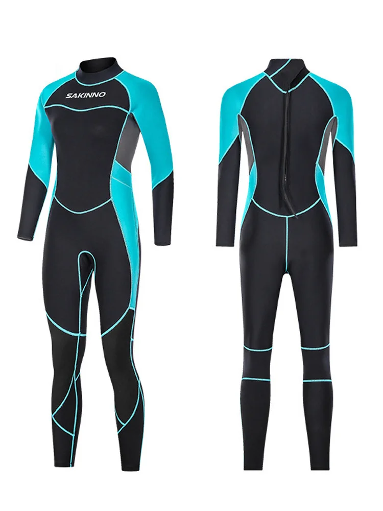 3mm Women's Neoprene Snorkeling Suit Warm Cold-Proof One-Piece Back Zipper Wetsuit For Swimming Drifting Surfing