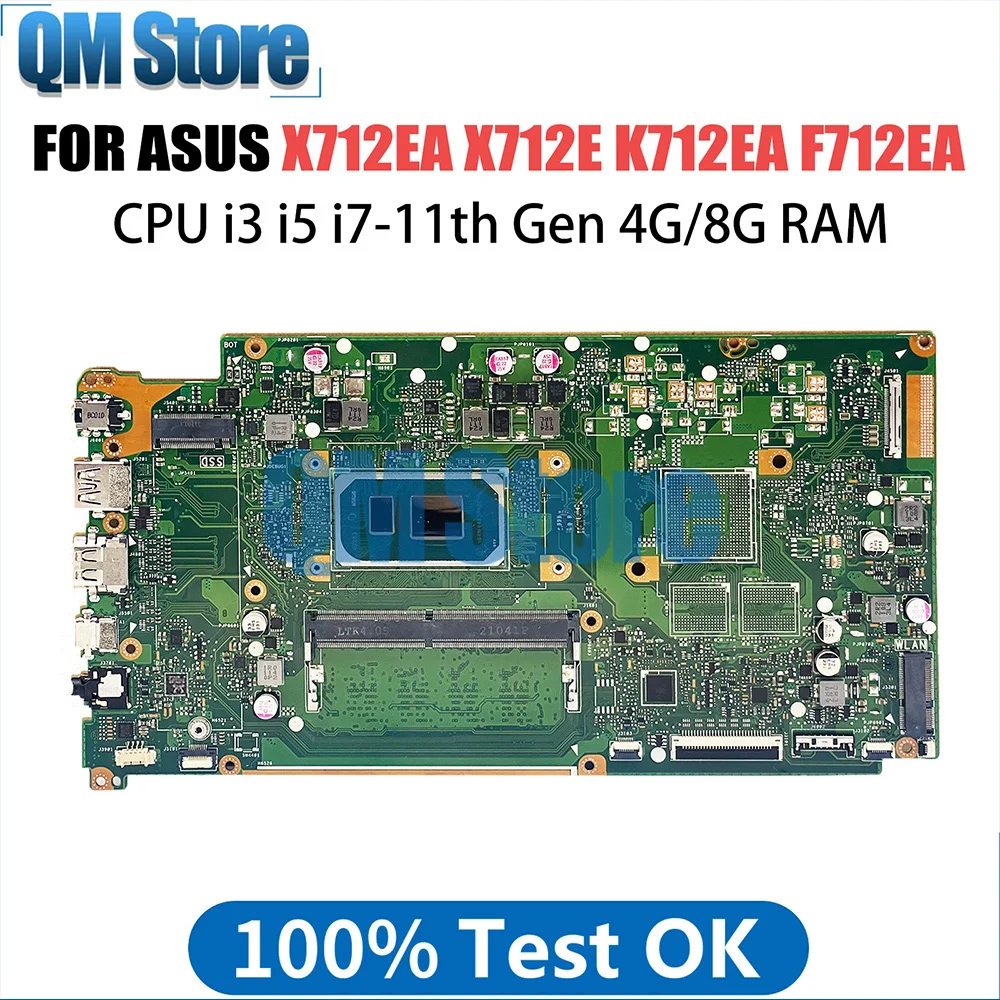 

Notebook MainBoard For ASUS VivoBook X712EA X712E F712EA K712EA Laptop Motherboard With i3 i5 i7 11th Gen CPU 4GB 8GB RAM DDR4