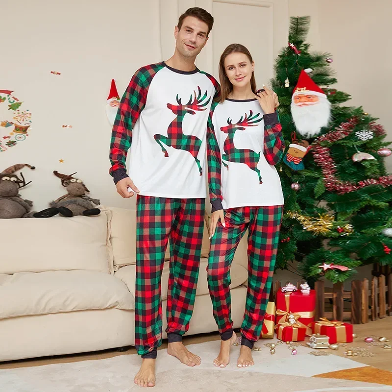 Family Christmas Soft Pajamas Set Santa Moose Print Mom Dad Kids Baby Xmas Family Matching Outfits Xmas Pajamas New Year Clothes