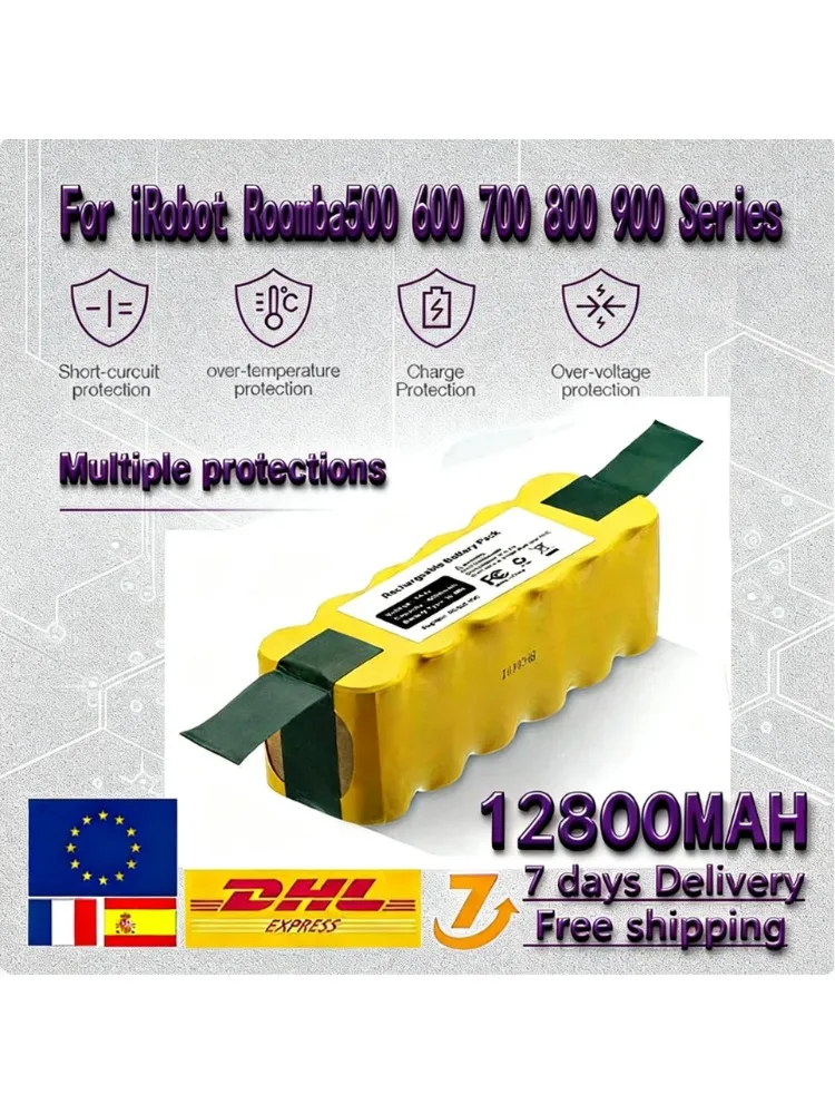 Bateria 14.4V do iRobot Roomba 12800mAh, bateria do iRobot Roomba serii 500 600 700 800 900, 14.4 V 620 650 770 780 580 — 2