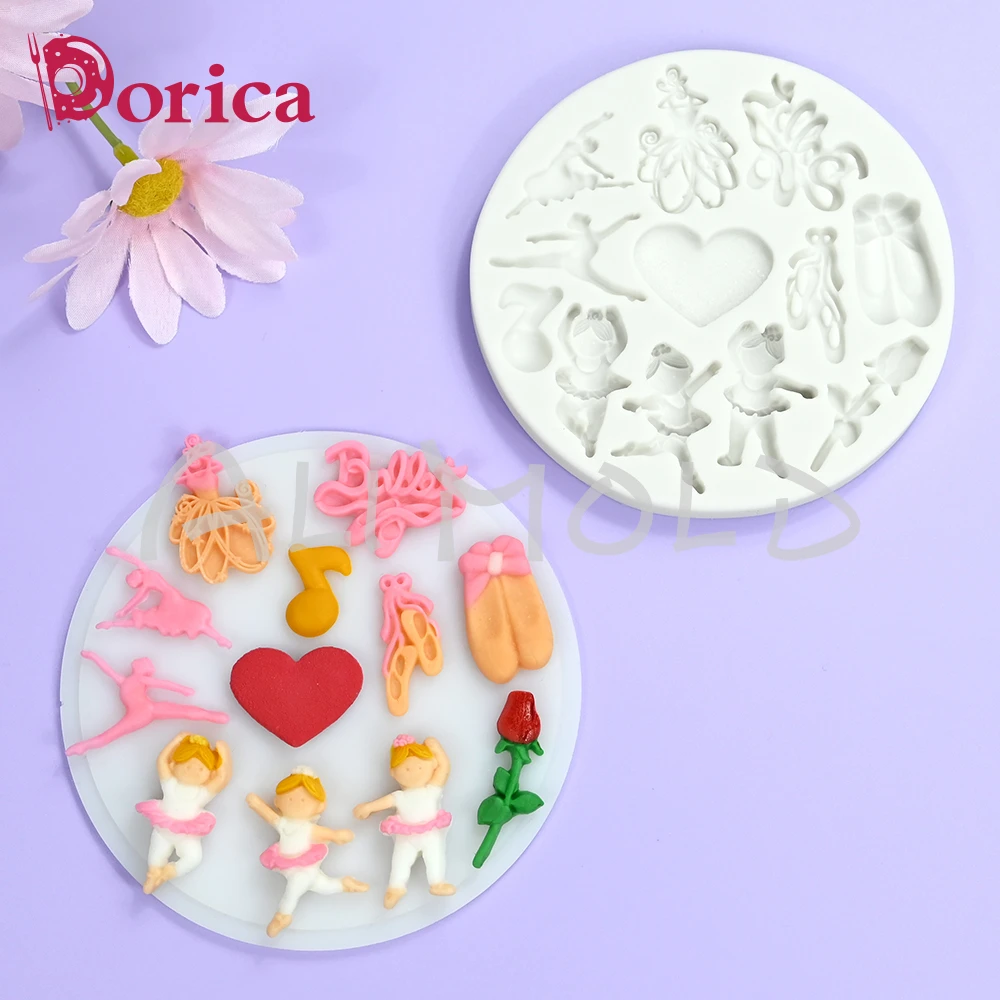 Ballet Girl Design Fondant Silicone Mold Fudge Chocolate Mould DIY Resin Clay Model Cake Decorating Tool Kitchen Pastry Bakeware