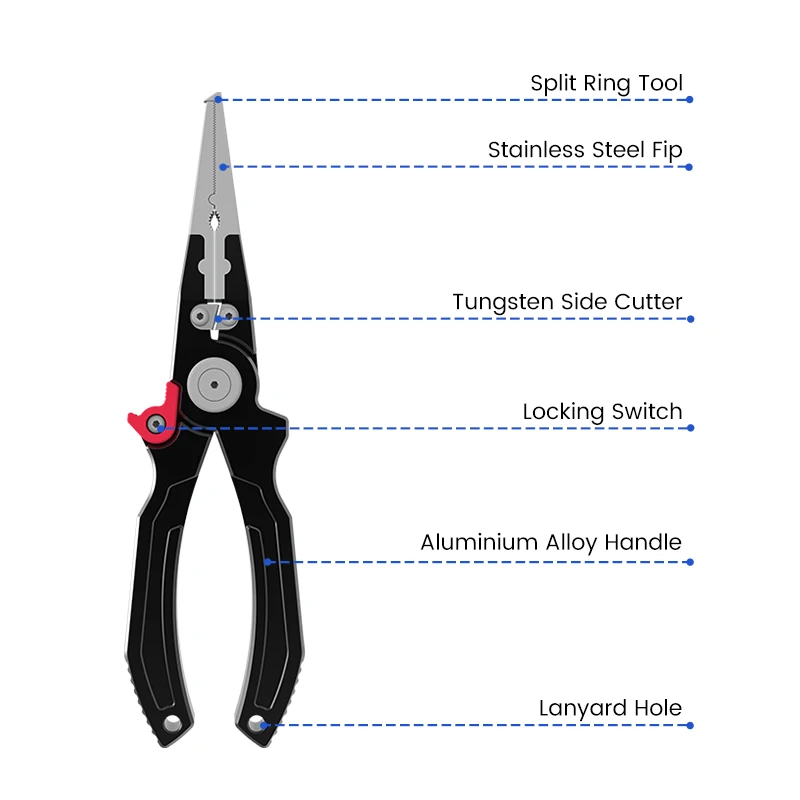 Lightweight Corrosion-Resistant Multi-Tool Aluminum Alloy Fishing Pliers Tungsten Steel Wire Cutter Split Ring Function Stream