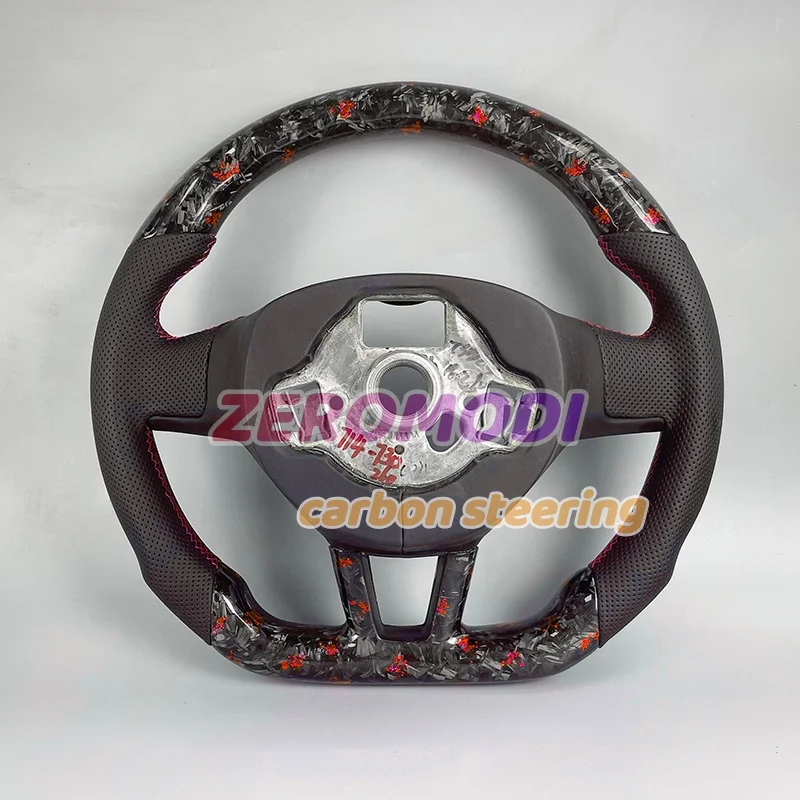 For Skoda Octavia 2017-2021 Replacement D Shape Real Carbon Fiber Steering Wheel with Leather