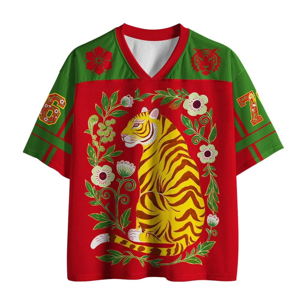 2026 Popular V-neck Mesh T-shirt with Fun Printed Short Sleeved T-shirt, Retro Streetwear, Loose Oversized Sports Mesh T-shirt