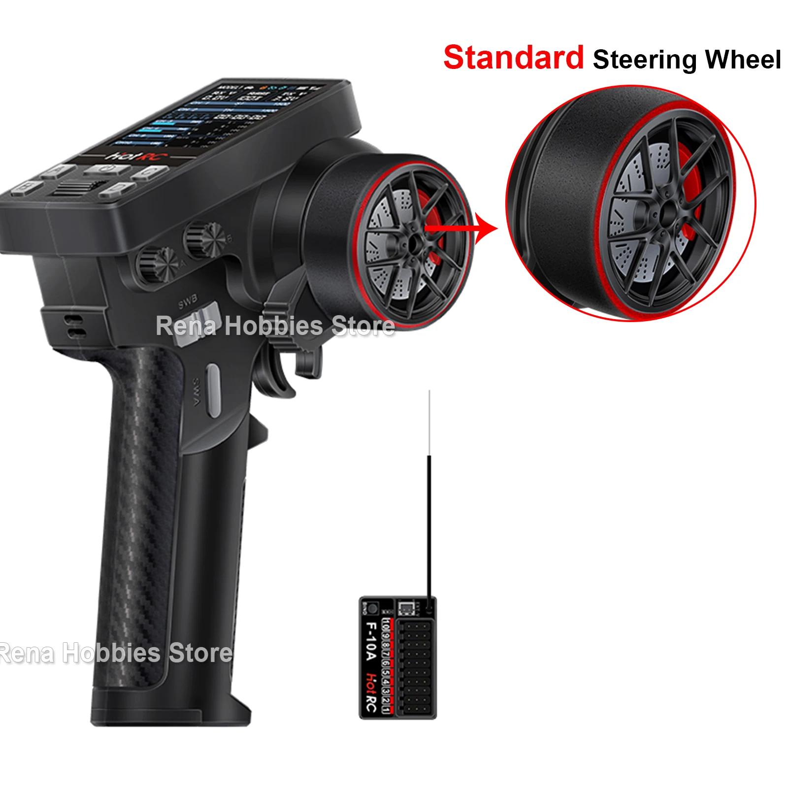 HotRC CT-10B 10CH 2,4 GHz Funkfernbedienung Sender mit F-10A PWM Empfänger Trainer Funktion für RC Auto Boot Tank Modell
