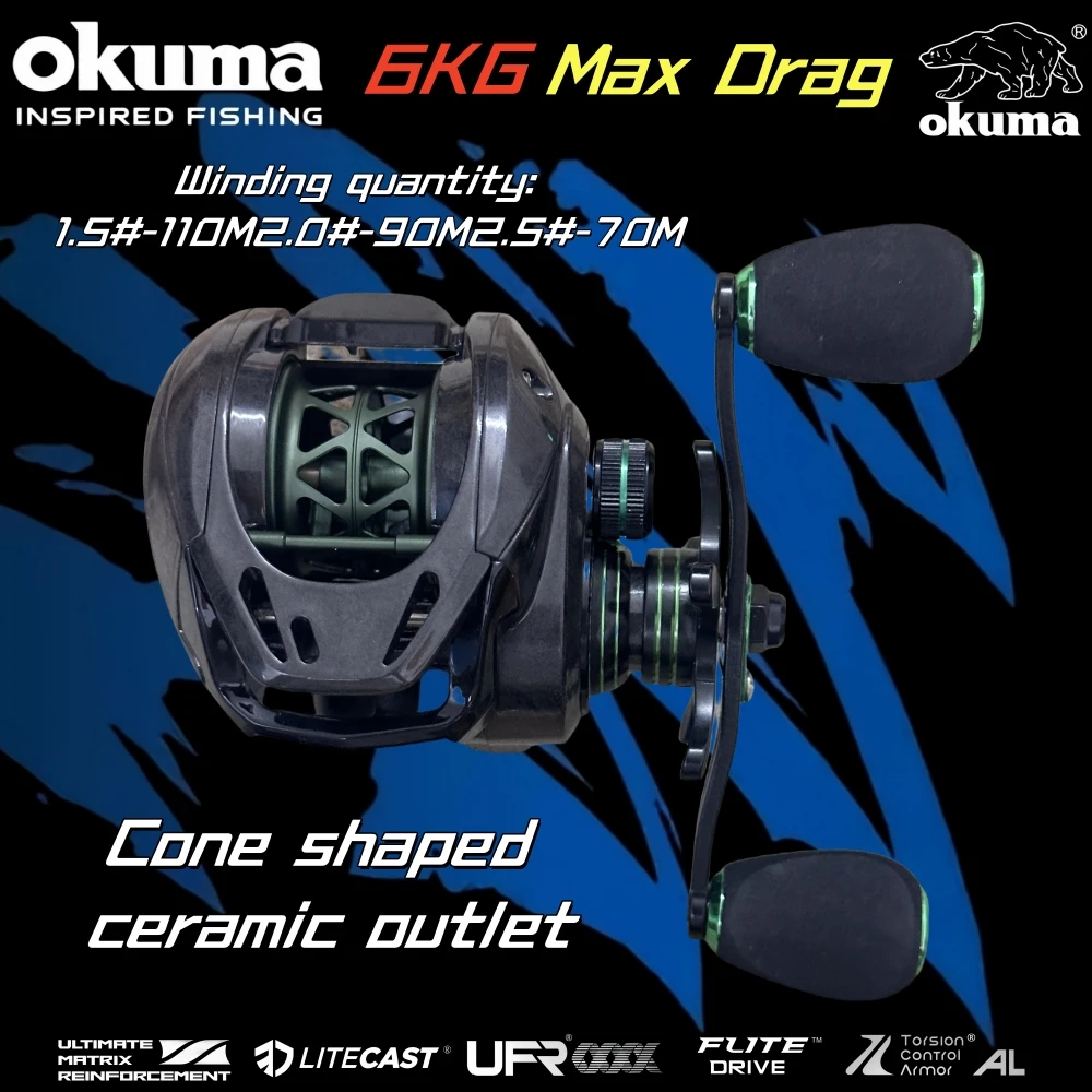 Imagem -04 - Okuma Carretel de Pesca Leve Fibra de Carbono para Pesca por Gotejamento Mais Rolamento Copo de Fio de Metal 7.2:1 Roda de Isca de Pesca de Carpa