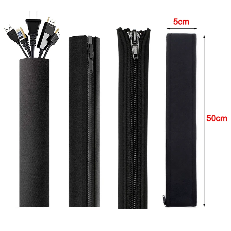 DIY Zipper Cable Sleeve Nylon Wire Cable Management Organizer Sleeve Wire Protector Tube Cable Organizer Bag For PC Computer