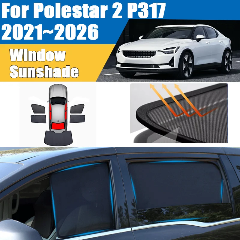 For Polestar 2 P317 2021~2026 2025 2022 Car Sunshade Ventilation Heat Insulation Blocks UV Rays Visor Protector Auto Accessories
