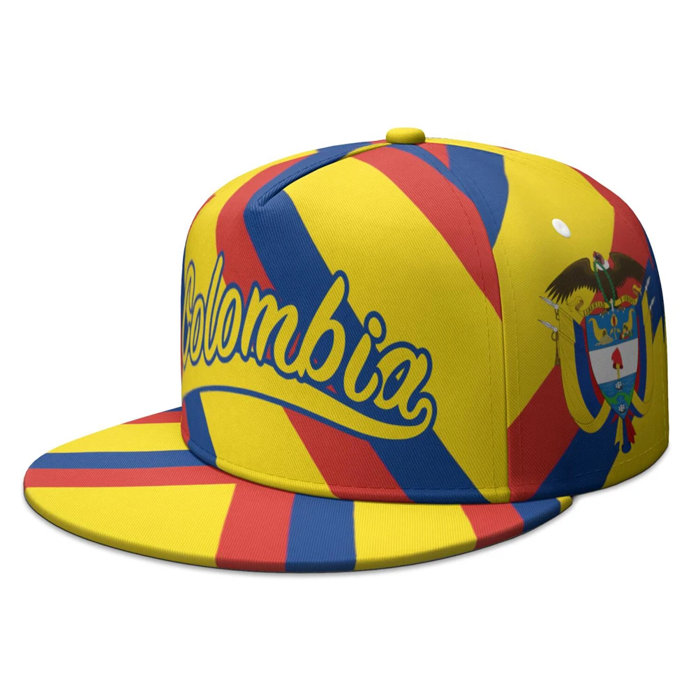 Colombia Flat Brimmed Cap Custom Made Name Number Team Logo Hip-hop Hat Country Travel Spanish Nation Republic Flag Headgear