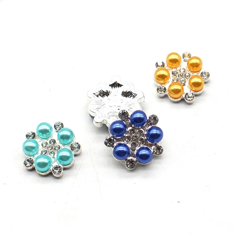 10Pcs 15MM Shiny Round Rhinestone Alloy Flat Bottomed DIY Wedding Bow Headwear Decorative Accessories In Various Colors