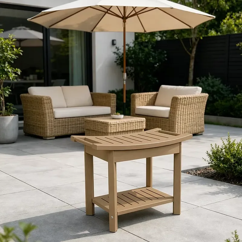 Large size comfortable modern garden, beach outdoor chairs, durable plastic with wooden and steel frames waterproof and