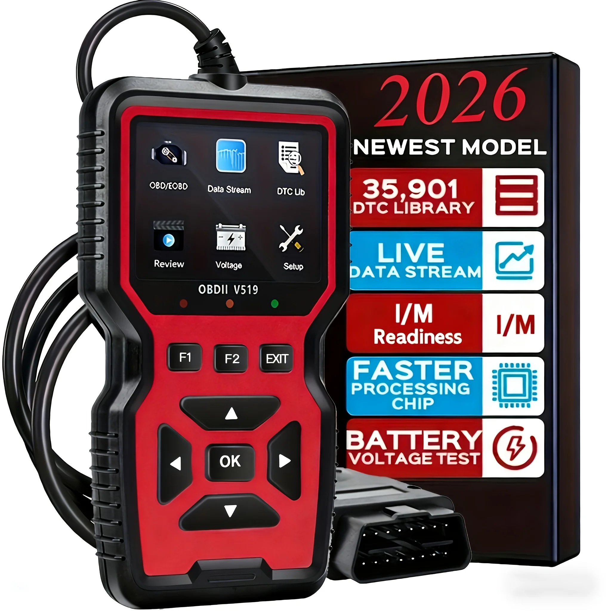 

Professional Obd2 Diagnostic Scanner Tool, USB Powered, Engine Fault Detector, Code Reader, Battery Tester, I/M Readiness Status, Code Eraser, Supports 10 Languages, Suitable for All Obd Ii Protocol Cars since 1996, Battery Not Included, Sold 5 Units, Sel