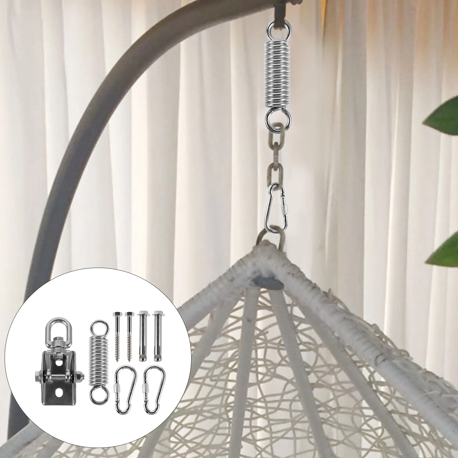 1Set Premium Stainless Steel Hammock Hanging Kit Heavy Duty Ceiling Hanger for Hammocks Fans Wind Chimes Baskets Swings Home
