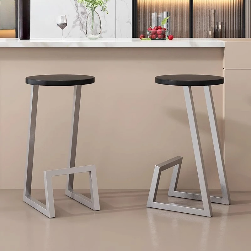 Scandinavian Bar Stool Industrial Solid Wood Height Chair Creative Iron Art Home Kitchen Island Seating for Cafe Bar Furniture