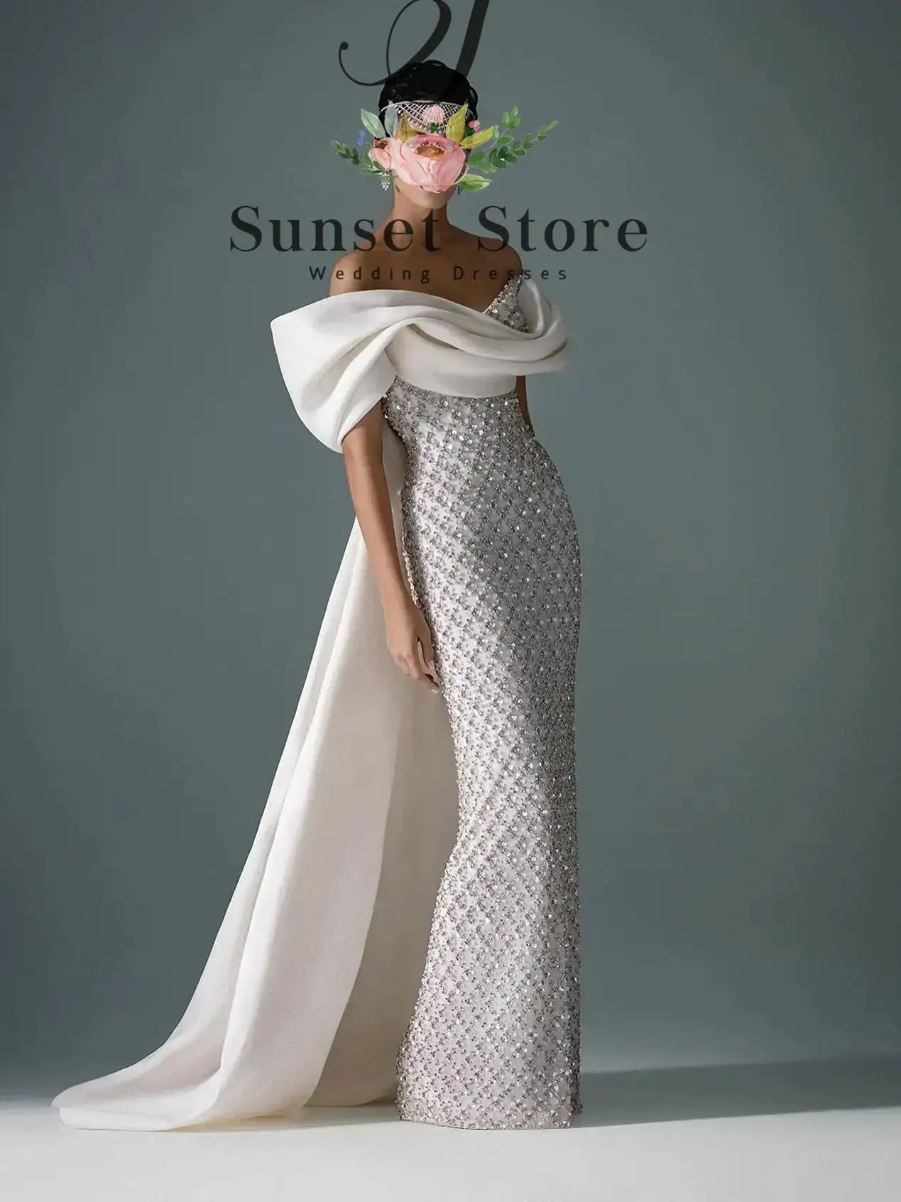 

Customized Evening Dresses Exquisite Fashion Classic Jersey Pattern Sequined Straight Boat Neck Long Dresses High quality