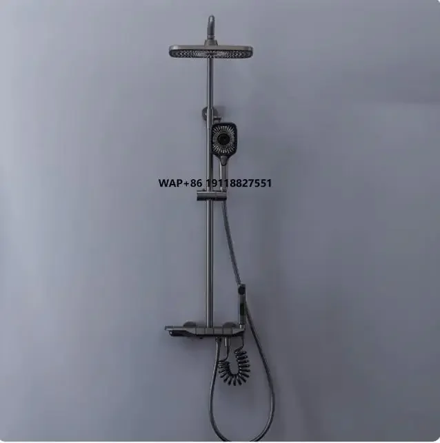 

Gray Brass Cold and Hot Piano Key Shower Head Set Bathroom and Washroom White Shower Head