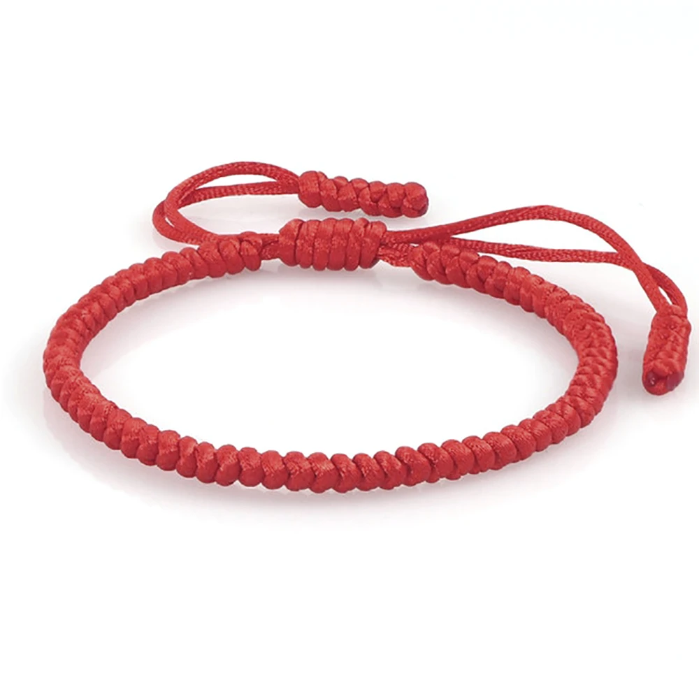 NAHM - Bracelet tibétain rouge tressé ajustable pour homme NB0365
