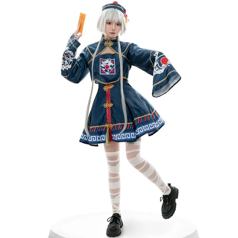 زي زومبي أنثوي لطيف للهالوين، زي تنكري للمسرح بطراز قديم مستوحى من الألعاب الصينية القديمة، زي تنكري للنساء لعب الأدوار