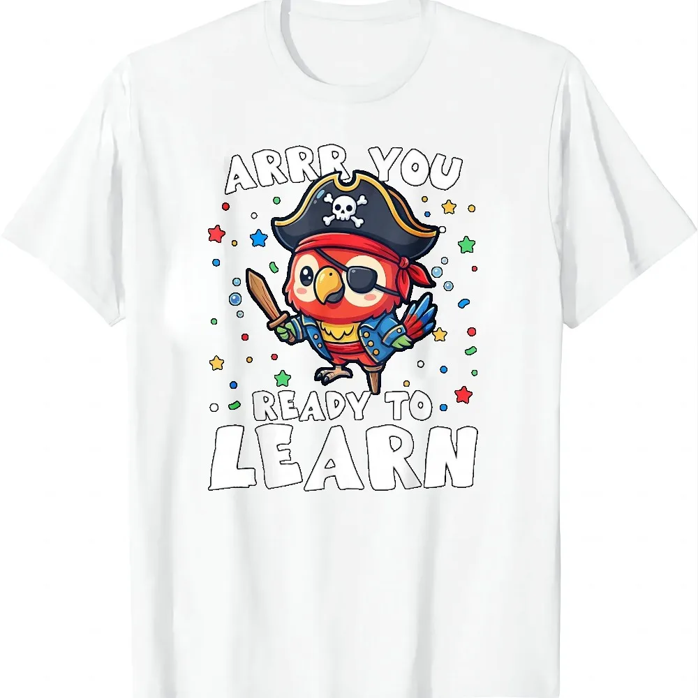 ARRR You Ready To Learn Funny Pirate Parrot Back To School T-Shirt Sophisticated and Stylish Outfit Graphic Tee
