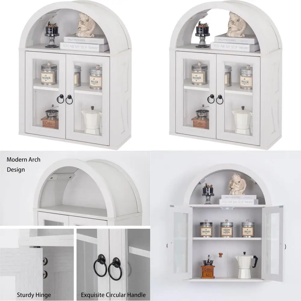 

Белый настенный шкаф в стиле фермерского дома со стеклянной дверью для гостиной, ванной комнаты и кухни