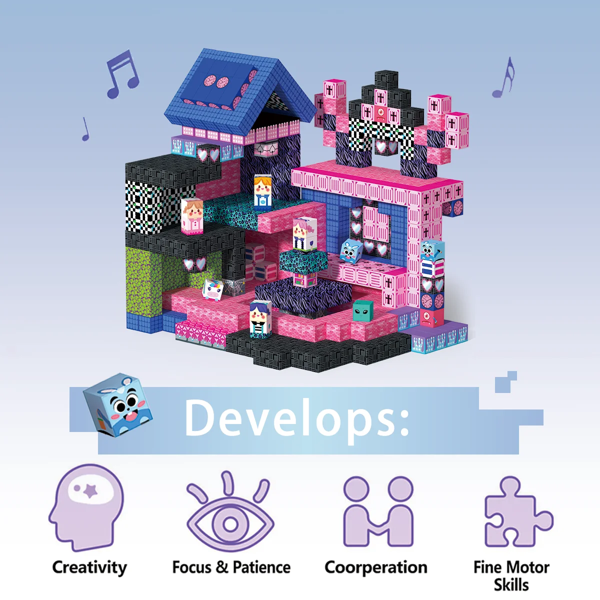 ตัวต่อแม่เหล็ก 100 ชิ้น ชุดของเล่นแม่เหล็ก DIY ตัวต่อแม่เหล็กขนาดเล็ก โลกจิ๋ว STEM ของเล่นเสริมพัฒนาการเด็ก ของเล่นเสริมประสาทสัมผัส ของเล่นกลางแจ้ง