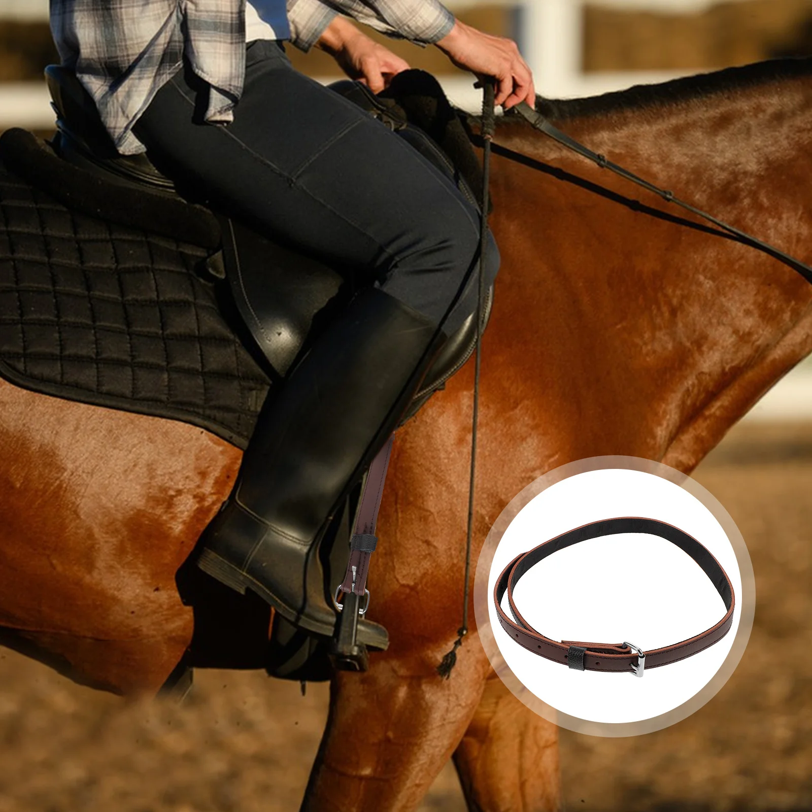 

Brown Stirrup Leathers Adjustable Length Full Grain Non-Stretch For Saddle Horse Riding Training Equestrian