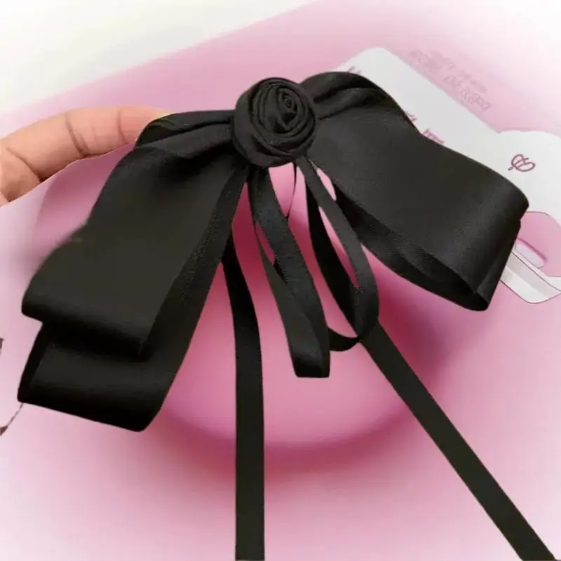 دبوس شعر على شكل فيونكة كاميليا جرلي؛ مشبك شعر فرنسي عالي الجودة باللون الأسود؛ ملحق أنيق بمشبك علوي لملابس الحداد #3