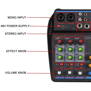 DJ -Mischkonsolenmixer mit Audio, 48 -V -Phantom -Leistungsmonitor, 4 Kanäle, MET Bluetooth, USB, Karaoke -System Hauptverkaufs USB -Schnittstelle 4 Kanäle - №4